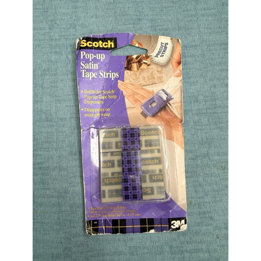 Scotch Pop-Up Gift Wrap Tape Strip REFILLS (75 Strips on Pad, 3 Pads)2000- Satin
